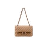 Chanel mocha caviar leather medium Classic Double Flap handbag, date code for 2006-08, quilted