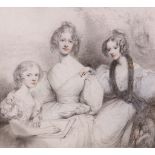 JOHN LINNELL (1792-1882) 'Three young aristocratic ladies' signed and dated 1831 pencil and wash