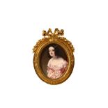 ROBERT THORBURN A.R.A. (1818-1885). Portrait miniature of a Lady, wearing a pink dress with white