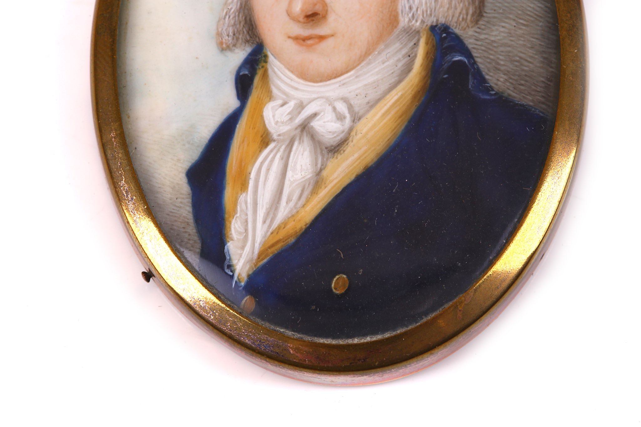 ENGLISH SCHOOL (CIRCA 1800). Portrait miniature of a young Gentleman wearing a blue coat with - Image 6 of 7