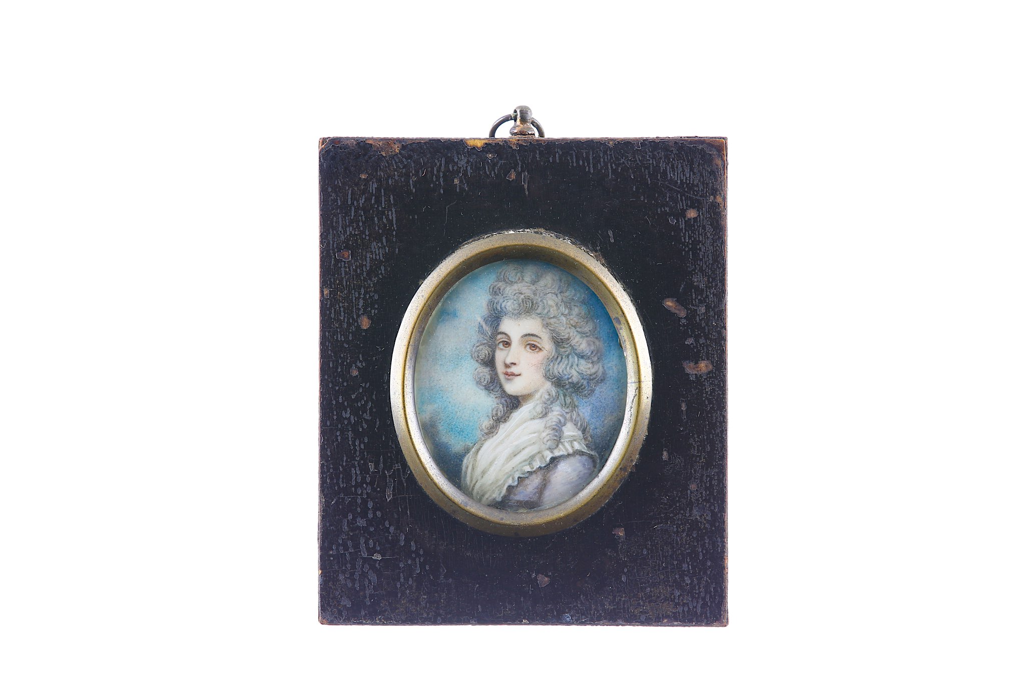 CONTINENTAL SCHOOL (CIRCA 1830). Portrait miniature of a Lady, wearing a white dress with puff - Image 3 of 8