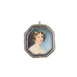 IRISH SCHOOL (circa 1800). Portrait miniature of a Lady, head and shoulders wearing a pearl