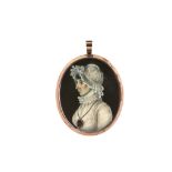 CONTINENTAL SCHOOL (19th CENTURY). A double sided marriage portrait miniature of a Lady, wearing a