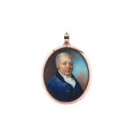 HORACE HONE (1754/6-1825). A fine portrait miniature of a Gentleman, wearing a blue coat with