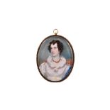 ANDREW ROBERTSON (1772-1845). Portrait miniature of a young lady, wearing a white dress with frilled