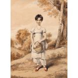 HENRY EDRIDGE (1769-1821) 'Portrait of Gertrude Sloane Stanley wearing a white dress with sash and