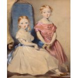 DANIEL MACLISE RA (1806-1870) Portrait of Fanny and Elizabeth Fawcett, circa 1835,  watercolour over
