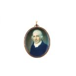 CHARLES ROBERTSON (1760-1821). Portrait miniature of a Gentleman in a blue coat with white stock,