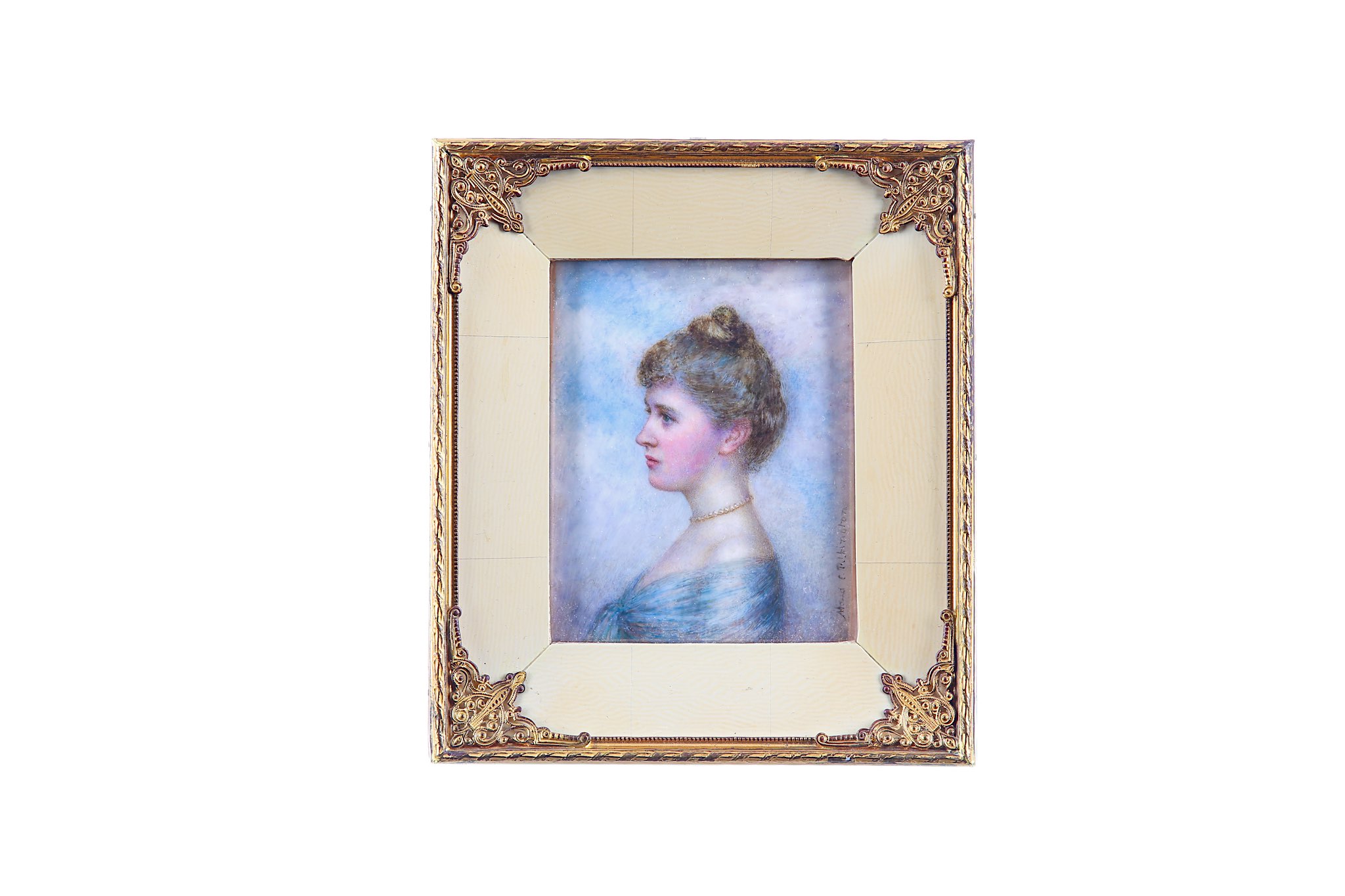 MAUD E. PILKINGTON (British, active 1893-1914). Portrait miniature of a young Lady, profile facing