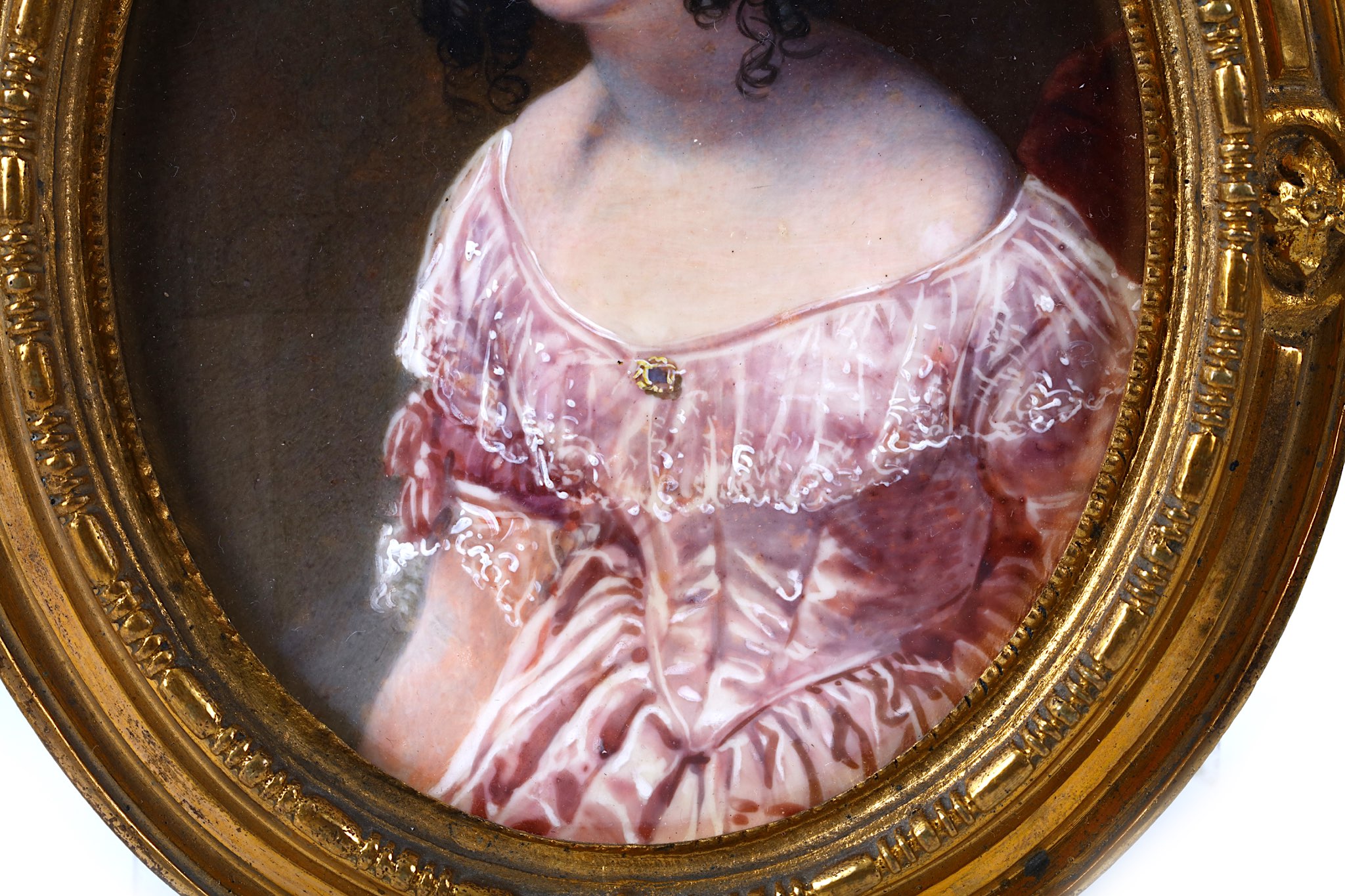ROBERT THORBURN A.R.A. (1818-1885). Portrait miniature of a Lady, wearing a pink dress with white - Image 4 of 4