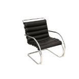 AN MR LOUNGE CHAIR, DESIGNED BY MIES VAN DER ROHE (1927), MANUFACTURED BY KNOLL STUDIO, in black