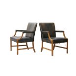 A PAIR OF DANISH MID 20th CENTURY ARM CHAIRS, DESIGNED BY OLE WANSCHER, MANUFACTURED BY A.J.