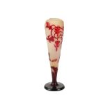 EMILE GALLE, FRANCE, a cameo glass vase, circa 1900, with pale frosted glass overlaid in red and