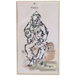 DICK ROMYN (BRITISH 1915-2007), 'THE TRAMP', pen, ink and watercolour, signed, Boundary Gallery