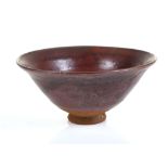 WILLIAM STAITE MURRAY, STUDIO POTTERY FOOTED BOWL, circa 1930s, ox-blood glaze, impressed with