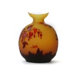 EMILE GALLE, FRANCE, a large Pilgrim cameo glass vase, circa 1900, with flattened frosted yellow
