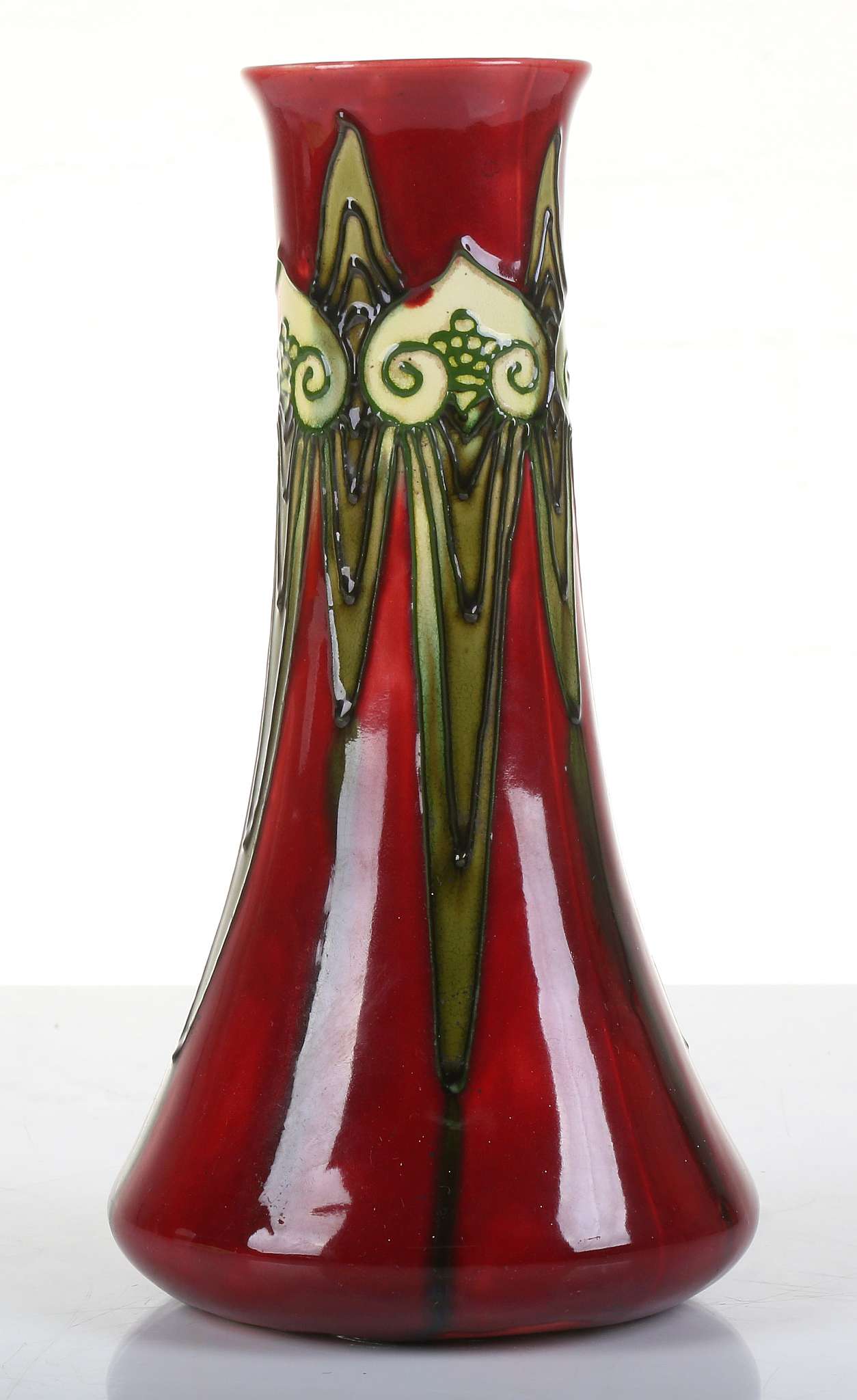 AN EARLY 20th CENTURY MINTON SECESSIONIST CYLINDRICAL SHAPED VASE, tube-lined with stylised swags, - Image 3 of 3