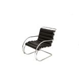 AN MR LOUNGE CHAIR, DESIGNED BY MIES VAN DER ROHE (1927), MANUFACTURED BY KNOLL STUDIO, in black