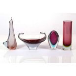 A COLLECTION OF 1960s SCANDINAVIAN GLASS, to include a Paul Kedelv Flygsfors white and purple