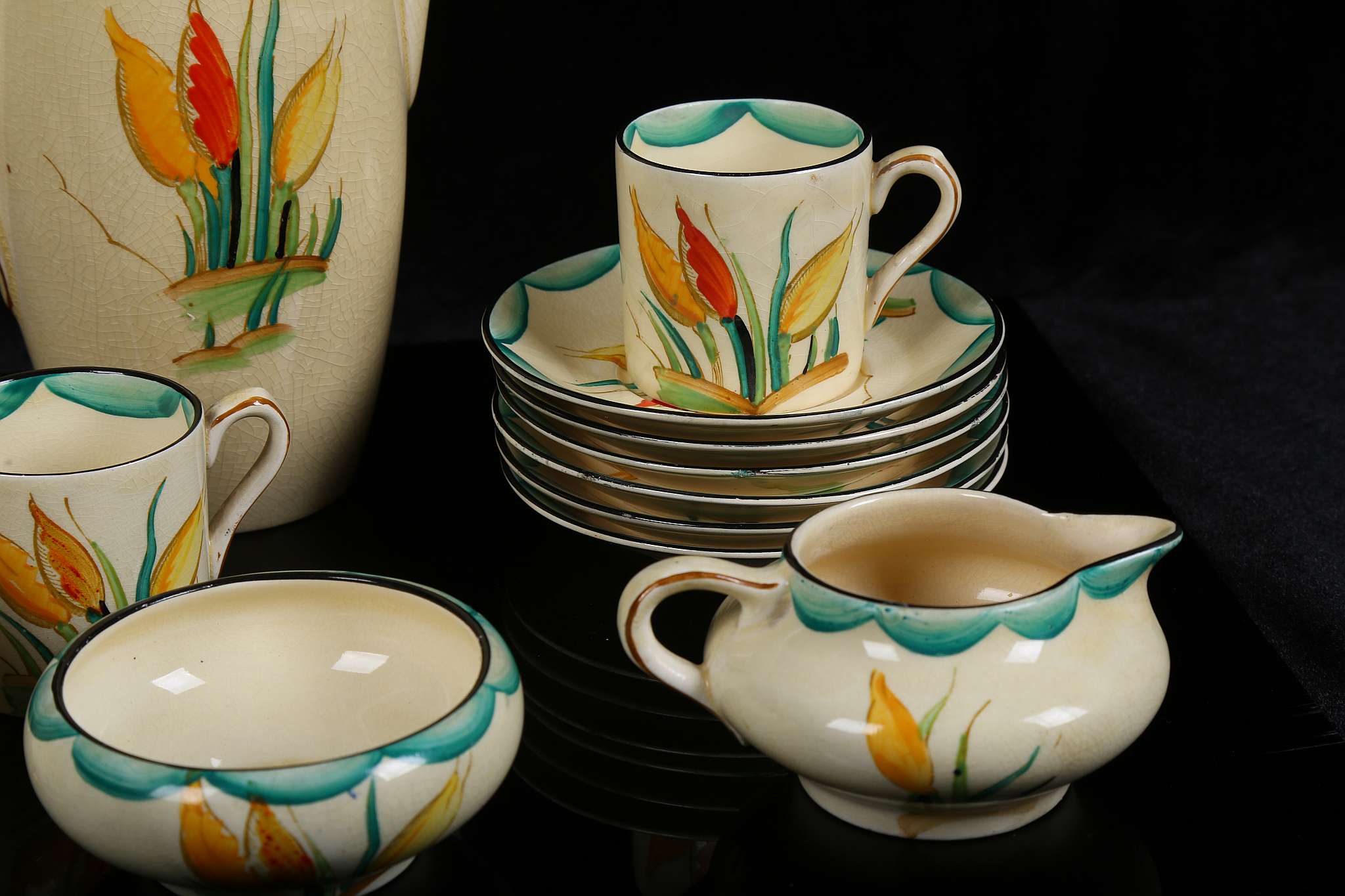 SUSIE COOPER FOR GRAY'S POTTERY, an art deco coffee service for six, in complete good order, - Image 4 of 6