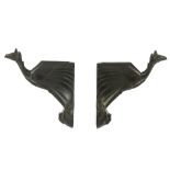 MAX LE VERRIER, FRANCE, a pair of bronze patinated spelter Art Deco wall appliques, in the form of