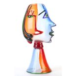 ALESSANDRO BARBARO, MURANO ITALY, a homage to Picasso head glass sculpture, signed, (57cm high)