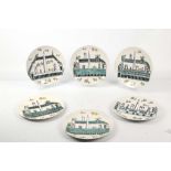 A SET OF SIX 1950s PIERO FORNASETTI 'CIRCO ROMANO' PLATES, stamped with maker's mark under, (25.