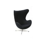 ARNE JACOBSEN FOR FRITZ HANSEN, Egg Chair, circa 1960, in black fabric, on aluminium base,