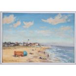 HUGH BOYCOTT BROWN RSMA (BRITISH 1909 -1990), 'BEACH SCENE, SOUTHWOLD', mid 20th century, oil on