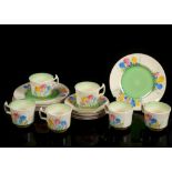 CLARICE CLIFF OF ROYAL STAFFORDSHIRE, set of six teacups and saucers, and matching side plates, in