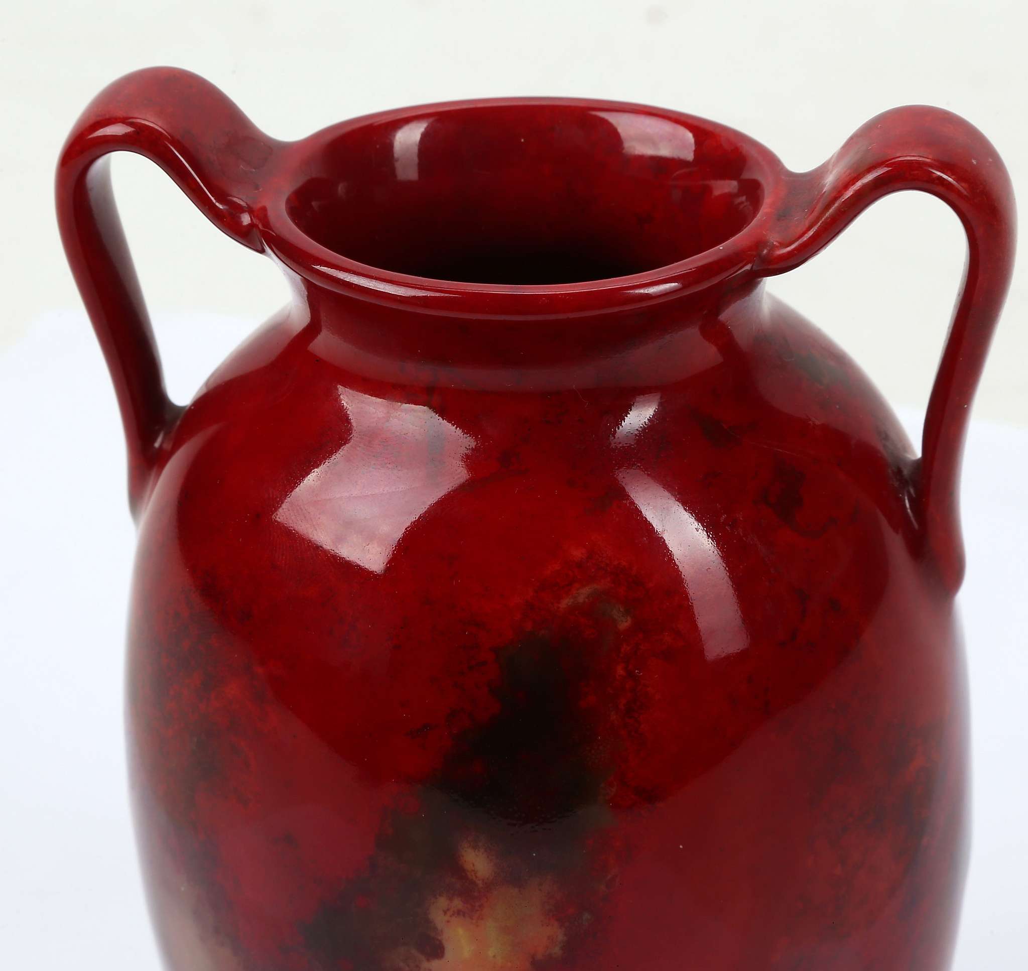 CHARLES NOKE FOR ROYAL DOULTON, an early 20th century flambe twin handled, amphora shape vase, - Image 2 of 4