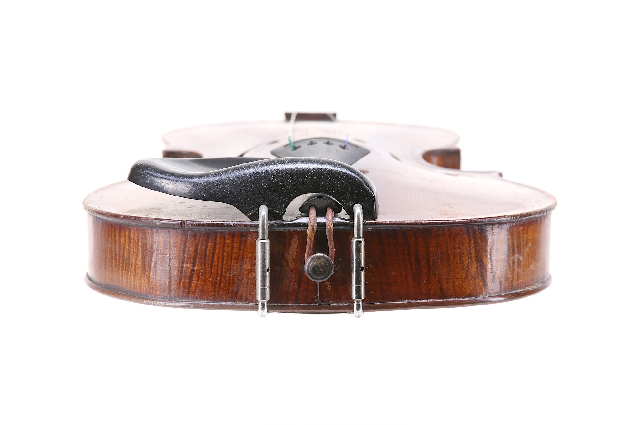 German violin. Early 20th century. No labelled. Two piece back ,medium figure flame maple wood, - Image 4 of 8