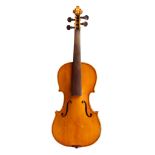 1/4 size French violin, mid 20 century  One piece back yellow orange oil varnish Length:26.5cm,10"