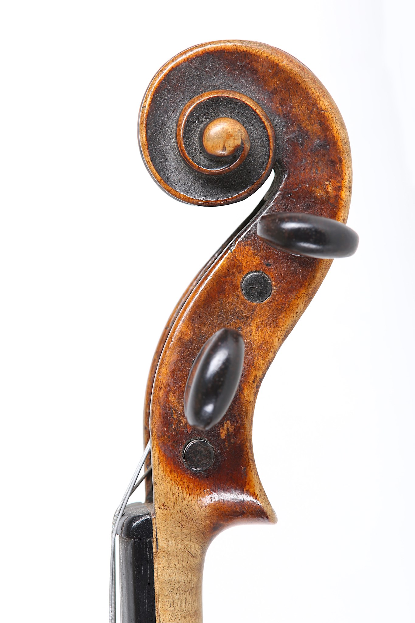 A German violin, Klotz school. One-piece back, faint figure flame maple, similar ribs and scroll. - Image 8 of 13