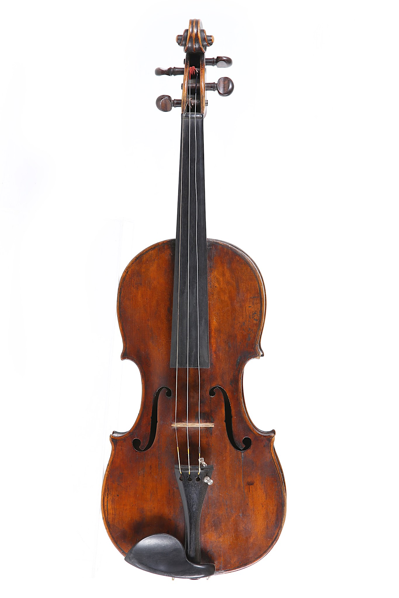 A German violin, Klotz school. One-piece back, faint figure flame maple, similar ribs and scroll.