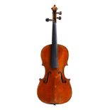 German violin, Early 20th century (no label) Two piece back strong figure flame maple wood,similar