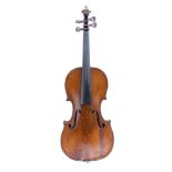 An English violin, early 20th century, Once-piece back, faint narrow figure flames. maple wood,