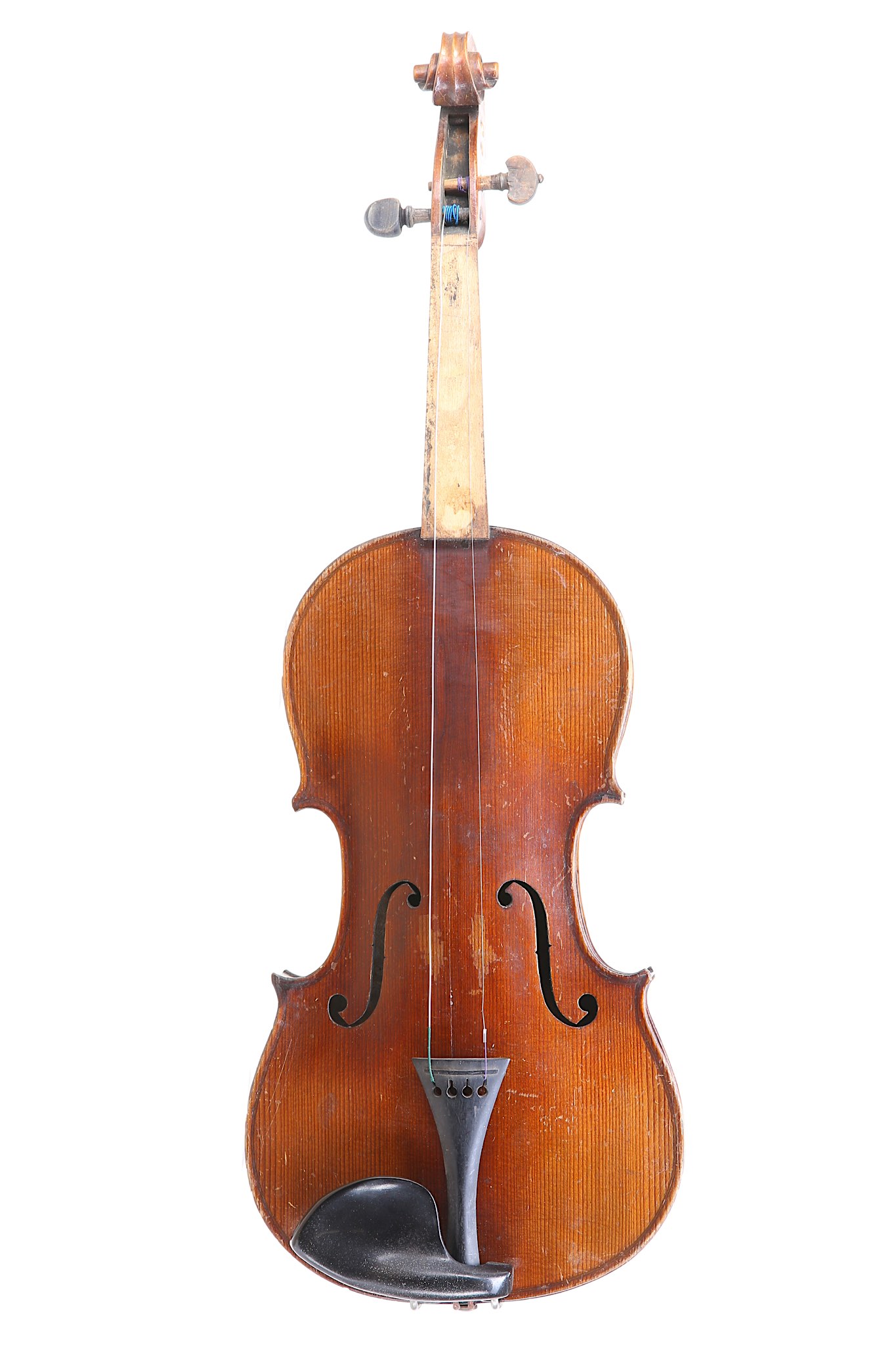 German violin. Early 20th century. No labelled. Two piece back ,medium figure flame maple wood,