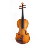 A German violin, mid 20th century labelled Vincenzo Sannino, fece in Napoli, anno 1902. Two-piece