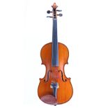A good German violin, labelled Herman Schlosser in Erlbach 1893. One piece back, slab cut maple wood