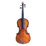 A good German violin ca 1890-1900,labelled Amati Cremona 1760. Two piece back,strong medium figure
