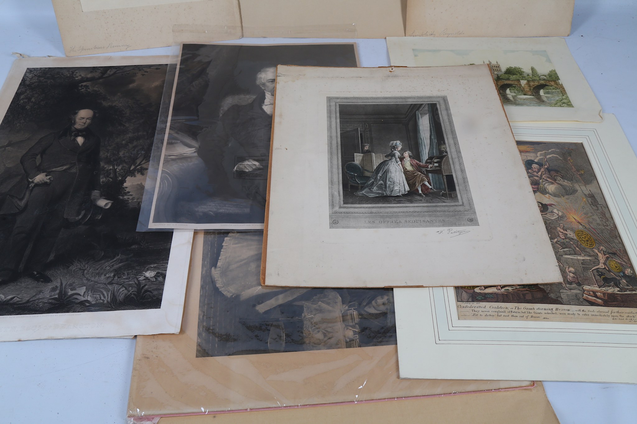 An interesting selection of mounted engravings and mezzotints, including: 'Simplicity' after - Image 2 of 3