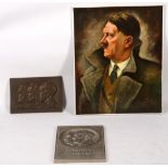 Wiily Exner for Rosenthal. Adolf Hitler "Der Fuhrer" A Large Rosenthal Ceramic Plaque bearing