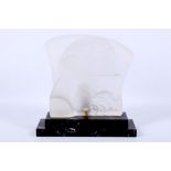 WITHDRAWN - An Art Deco style table lamp, the glass moulded into the profile of a Deco lady,