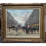 A mid 20th Century French school, a pair of Parisian street views, oil on canvas, signed