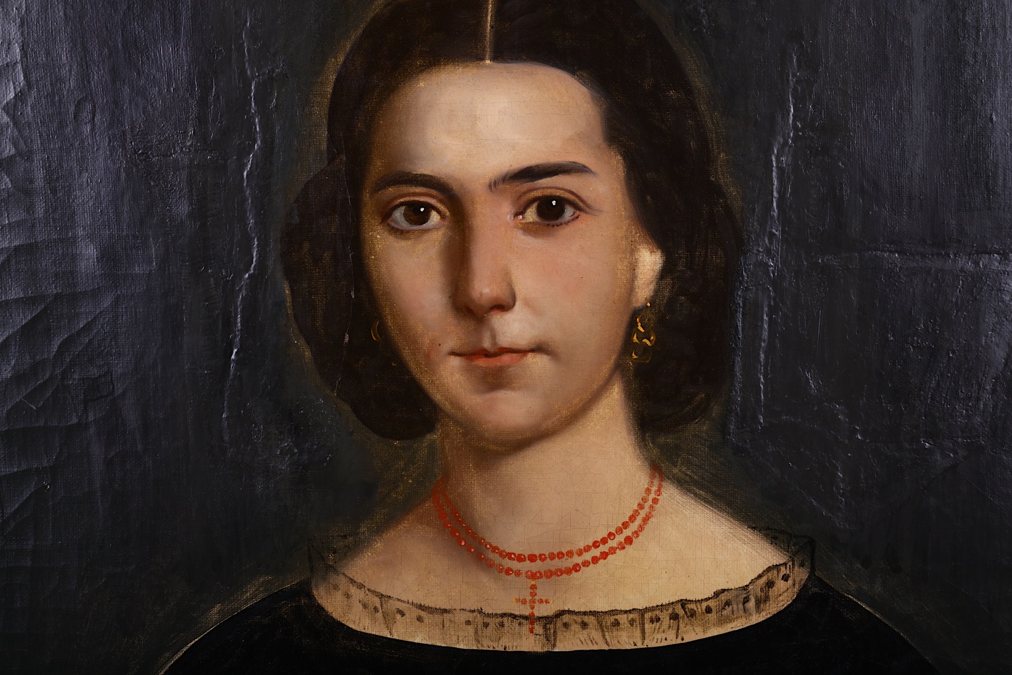 Circa 1880. Portrait of a Young Woman of Letters. Oil on canvas. The sitter wearing an amber - Image 2 of 4