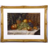 Late 19th Century British. 'Still Life Summer Fruits'. Watercolour. Stamp for the Ecole South