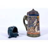 A good early 20th Century Mettlach pottery stein moulded with Gothic landscape view, and an Austrian