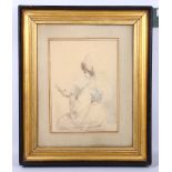 SCHOOL OF SIR RICHARD WILKIE A seated lady with hat  print 27 x 20 cm