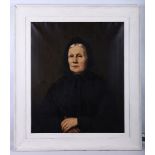 19th Century French school. 'The Matriach'. Imposing oil on canvas of an older woman in black.